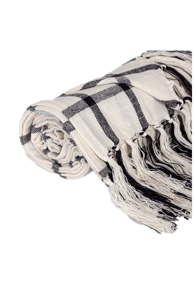 Katja Grid Cotton Throw Blanket, Alternate, color, CHARCOAL/ WHITE