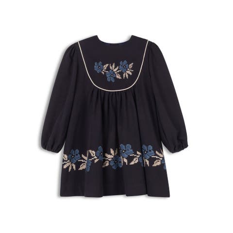 Looms Stitch Embroidered Wool Dress (Toddler, Little Kid & Big Kid)