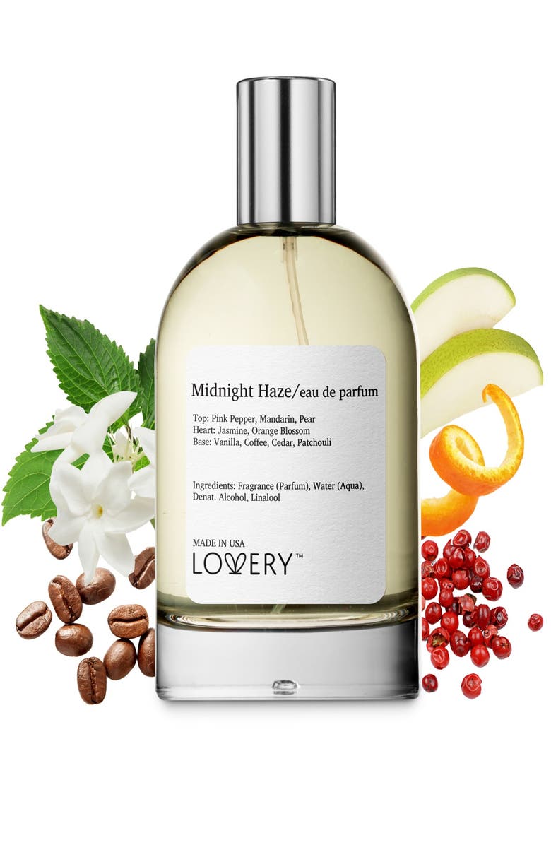 Lovery Midnight Haze Eau de Parfum Spray, Made in USA, 3.4 oz, Main, color, Silver, White, Cream, Black