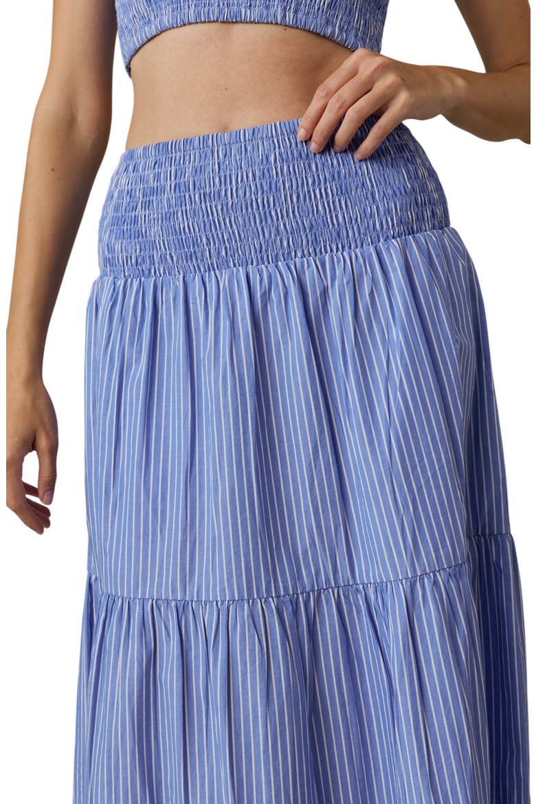 Coastal Tiered Poplin Maxi Skirt, Alternate, color, DEEPWATER STRIPE