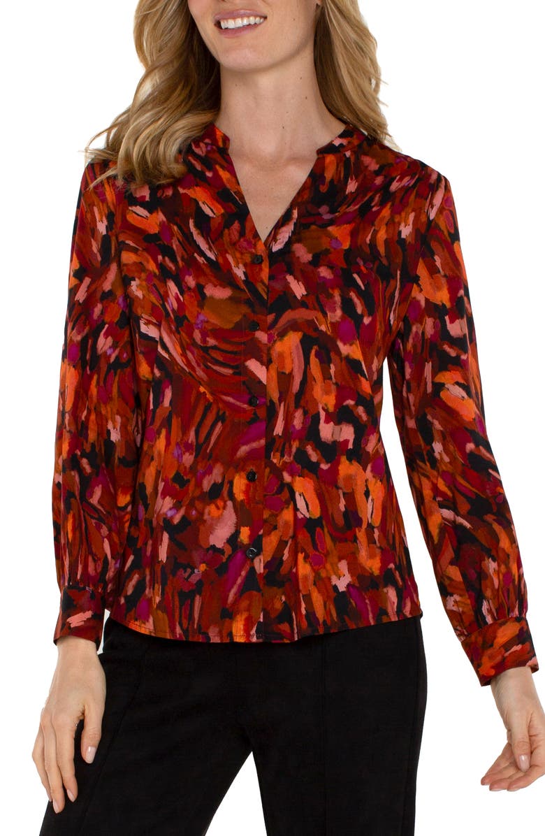 Liverpool Abstract Print Button-Up Shirt, Alternate, color, Painted Cedar