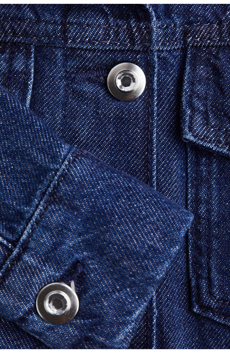 H&M Cropped Denim Jacket, Alternate, color, Dark Denim Blue