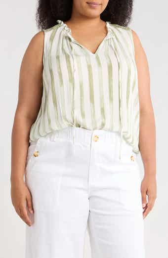 Bobeau Ruffle Spit Neck Sleeveless Top