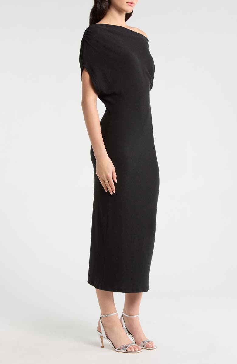Reformation Iris One-Shoulder Dress, Alternate, color, Black