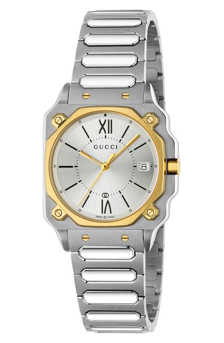 Gucci G-Flat Medium Bracelet Watch, 30mm, Main, color, Multi Silver/Gold
