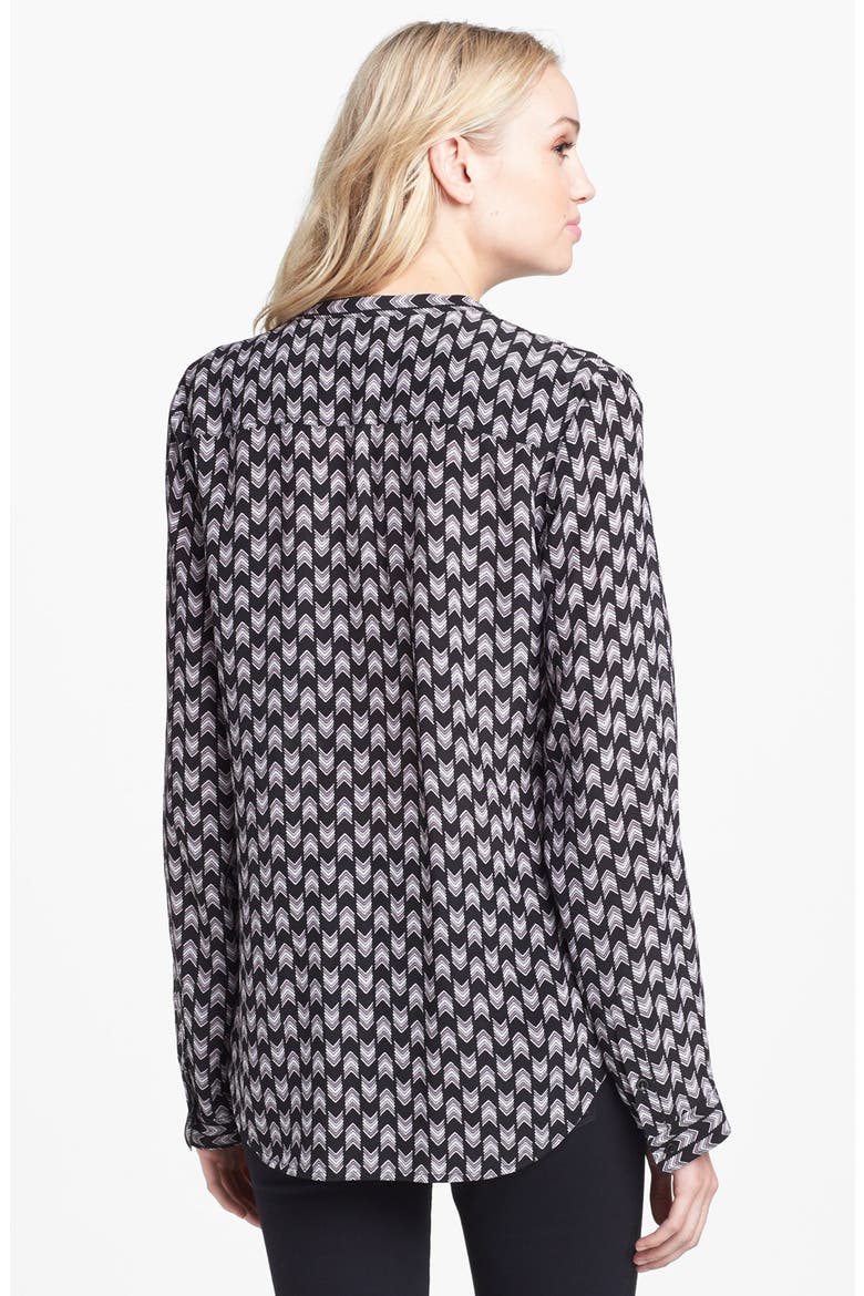 Collarless Silk Blouse, Alternate, color, V TWO COLOR