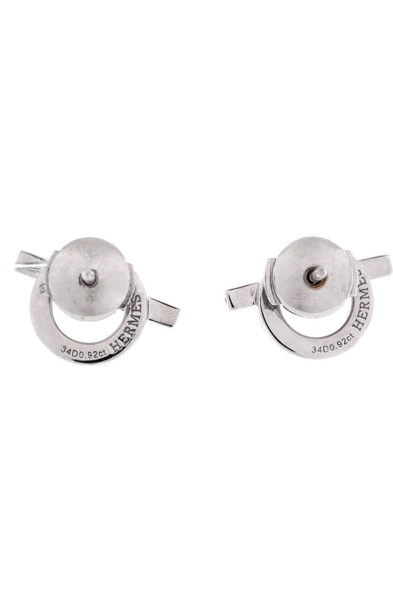 Pre-Owned Hermes Finesse Stud Earrings 18K White Gold and Diamonds, Alternate, color, White Gold