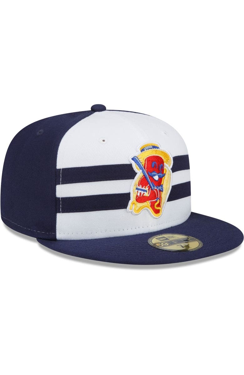 New Era Men's New Era White/Navy Brooklyn Cyclones Coney Island Franks Theme Night 59FIFTY Fitted Hat, Alternate, color, White