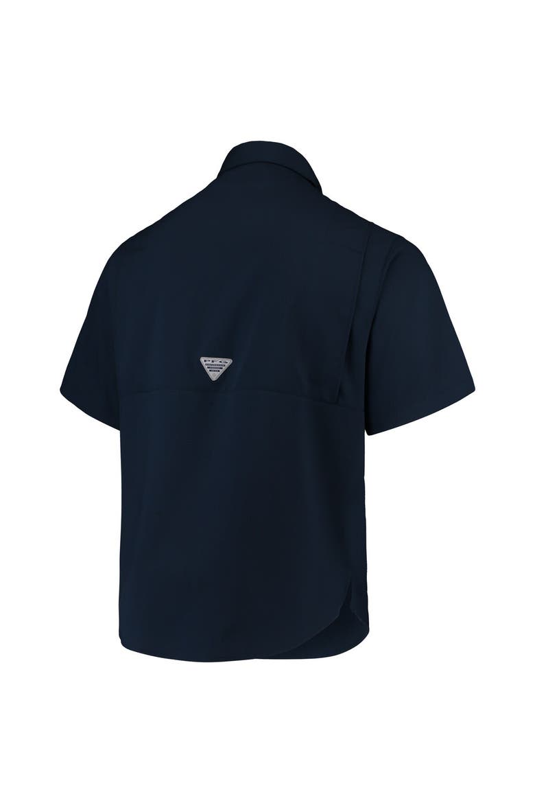 Men's Columbia Navy West Virginia Mountaineers PFG Tamiami Omni-Shade Button-Down Shirt, Alternate, color, Navy