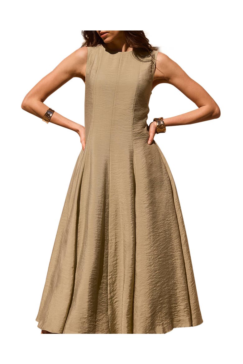 Luxe Sleeveless Midi Dress, Alternate, color, Khaki