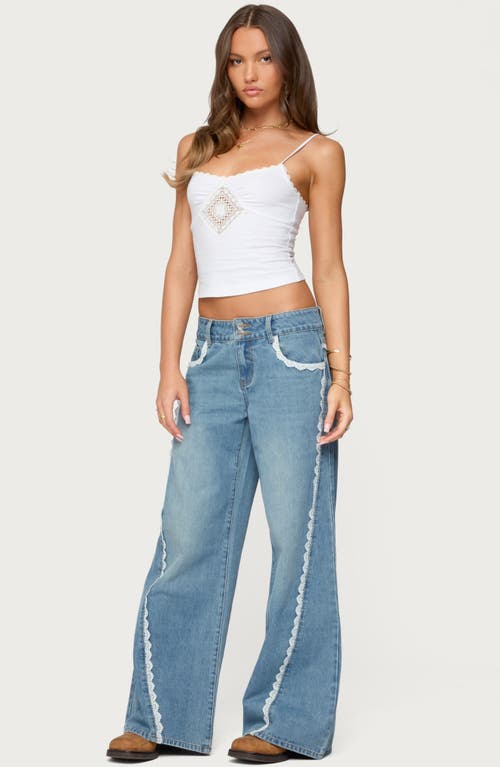 Edikted Alisha Lacey Low Rise Light Rinse Wash Jeans In Blue