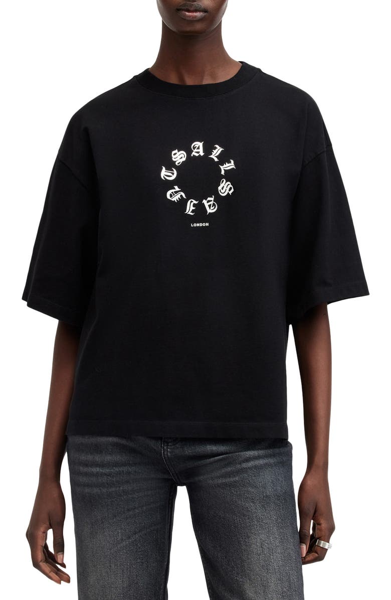 AllSaints Tieroth Amelie Cotton Graphic T-Shirt, Main, color, 
