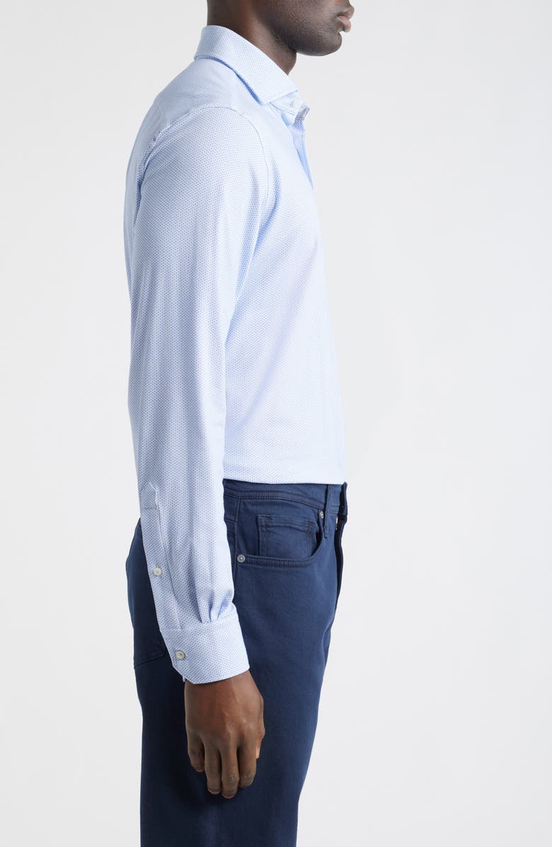 Emanuel Berg 4Flex Stretch Modern Fit Microprint Knit Dress Shirt, Alternate, color, Light Pastel Blue