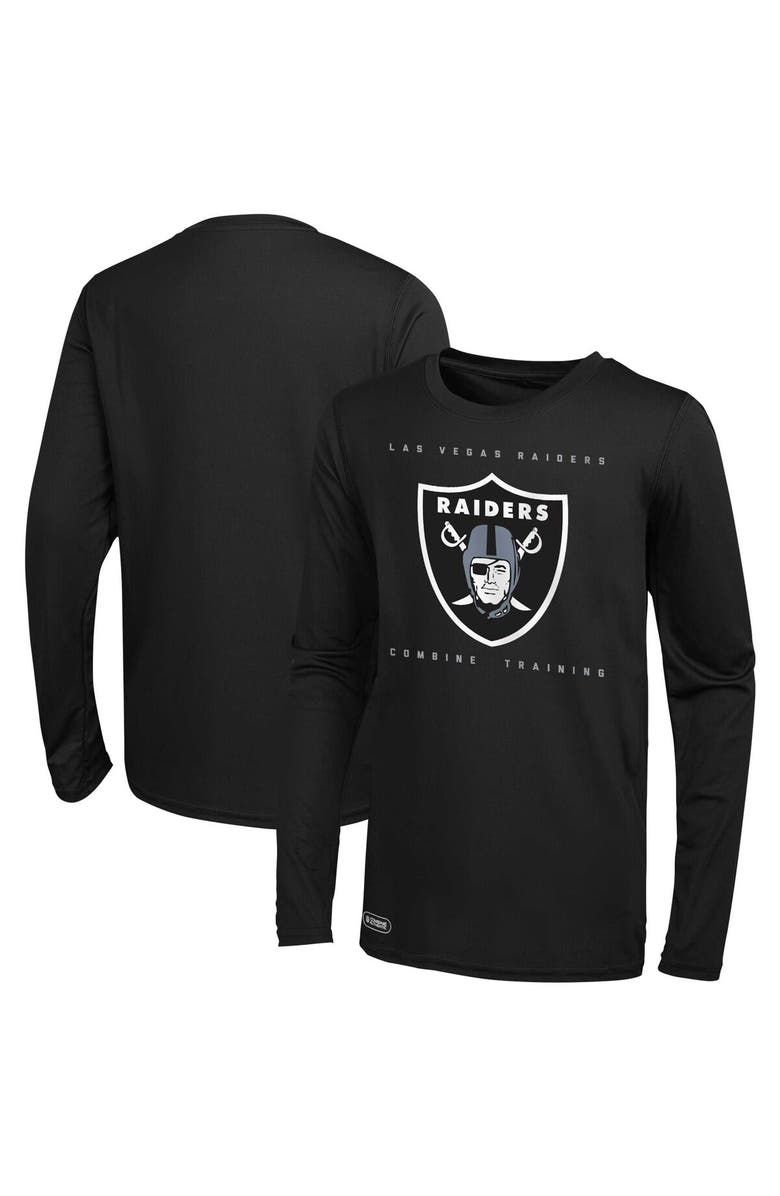 Outerstuff Men's Black Las Vegas Raiders Side Drill Long Sleeve T-Shirt, Main, color, Black