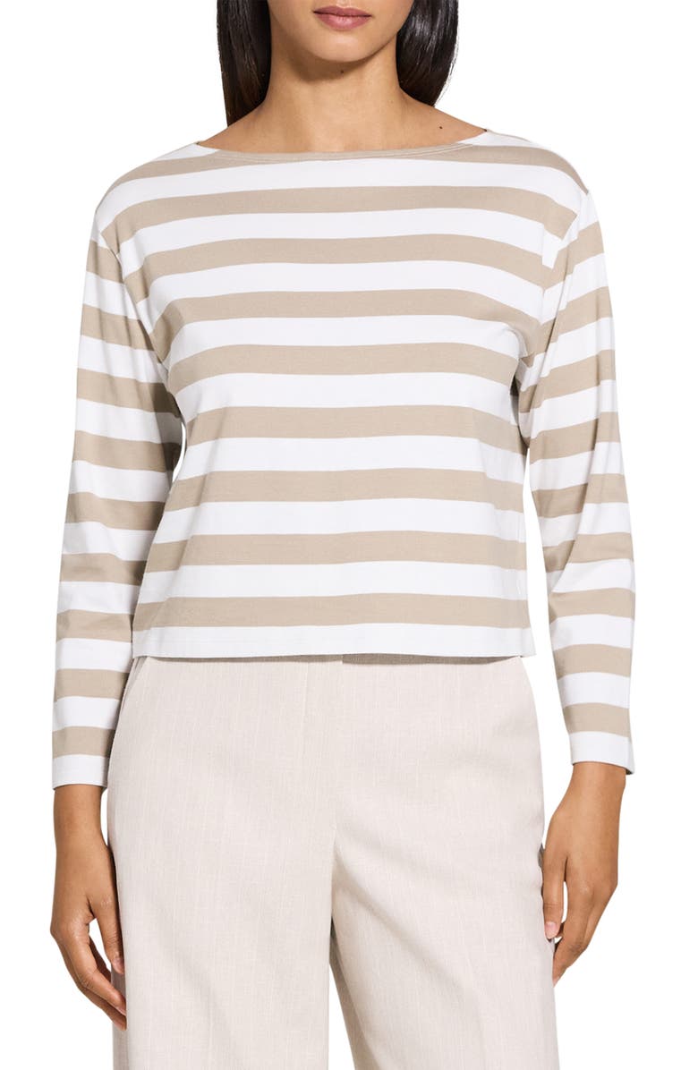 Theory Stripe Boat Neck T-Shirt, Main, color,