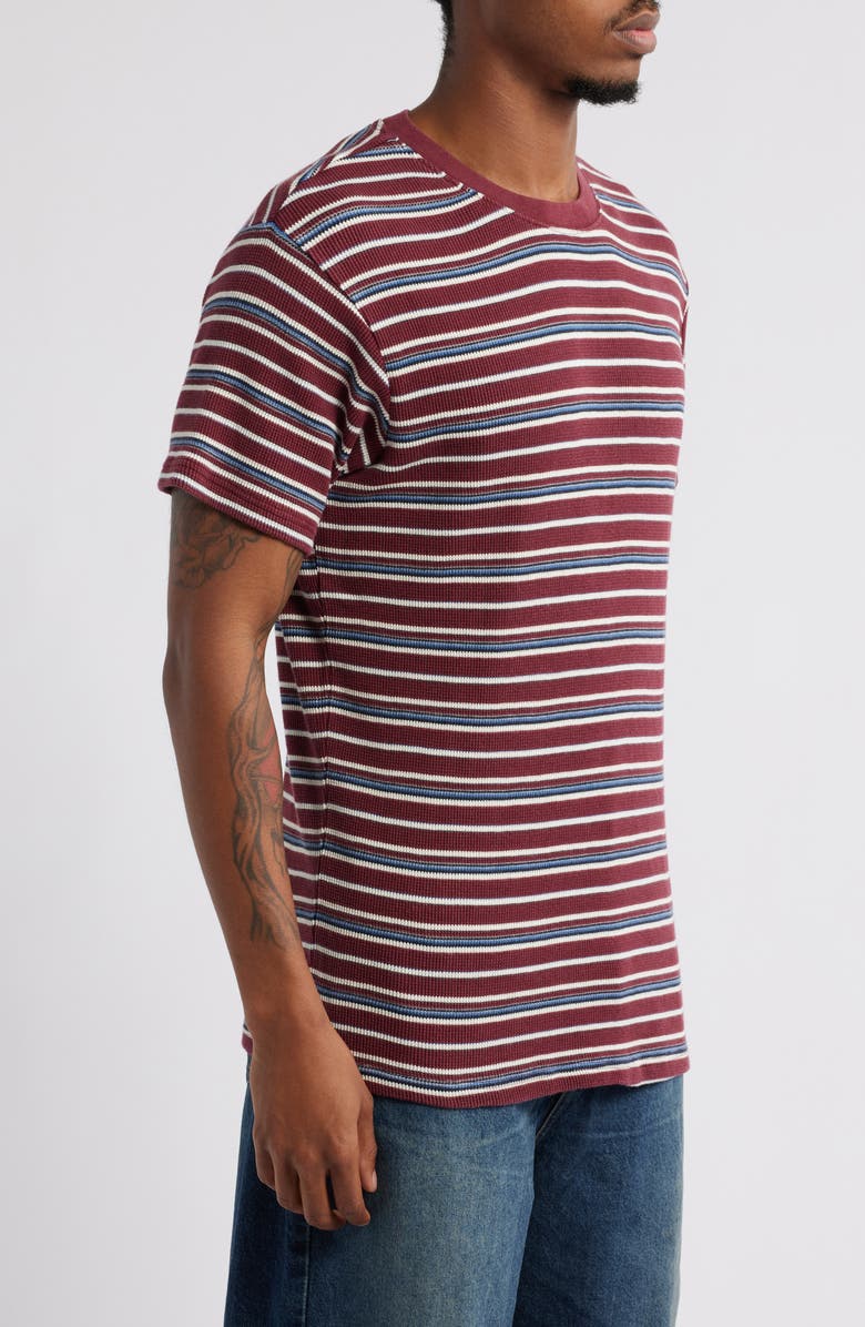 BDG Urban Outfitters Stripe Waffle T-Shirt, Alternate, color, Burgundy