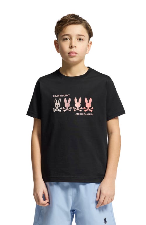 Psycho Bunny Kids' Oceania Embroidered Pima Cotton T-shirt In Black