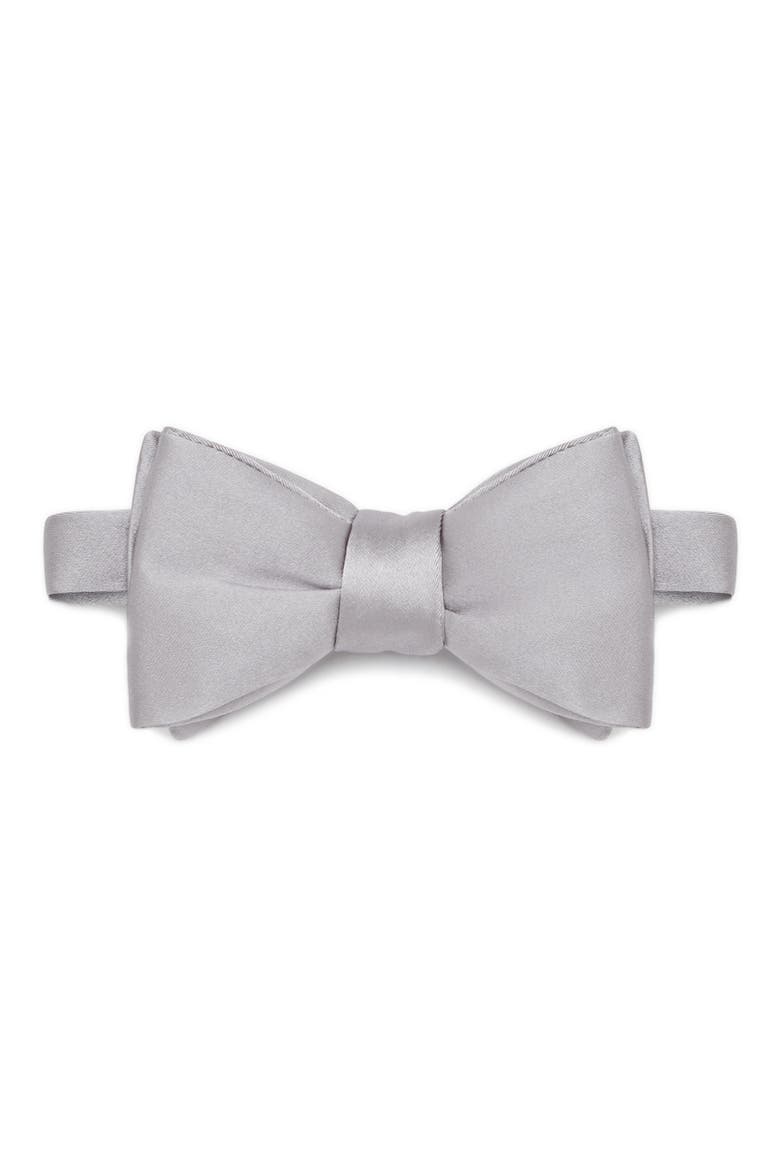 Silk Bow Tie, Main, color, LIGHT GREY SOLID