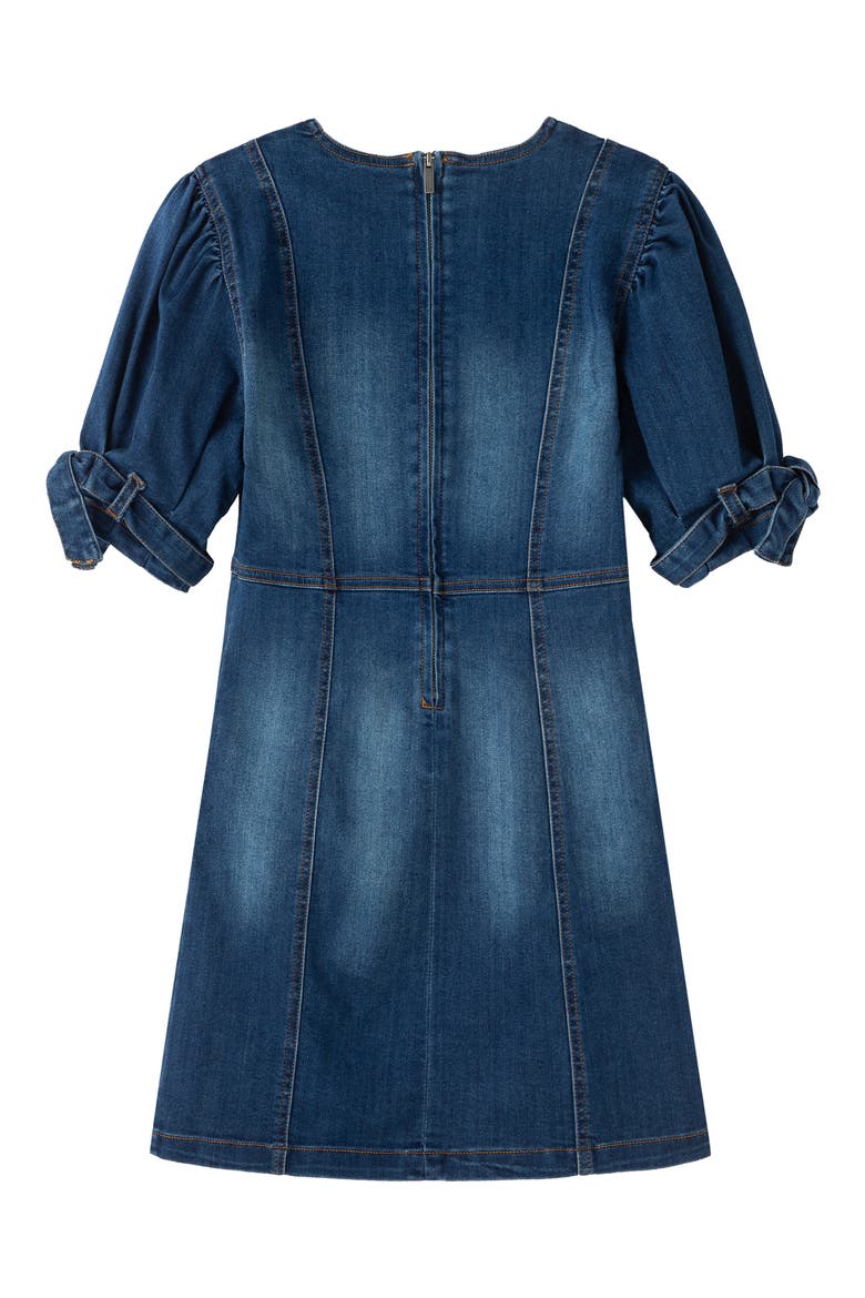 Kids' Belted Cuff Denim Dress, Alternate, color, DARK STONE
