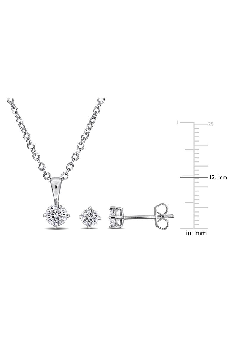 DELMAR Cubic Zirconia Stud Earrings & Necklace Set, Alternate, color, 