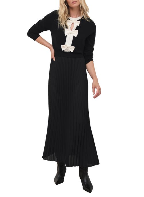 Mint Velvet Bow Detail Knit Maxi Dress In Black