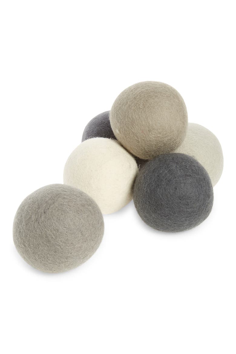 Pack of 6 Wool Dryer Balls, Main, color, GREY