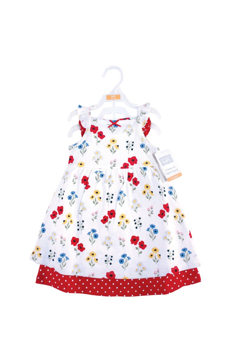 Hudson Baby Cotton Dresses and Leggings, Alternate, color, Wildflower