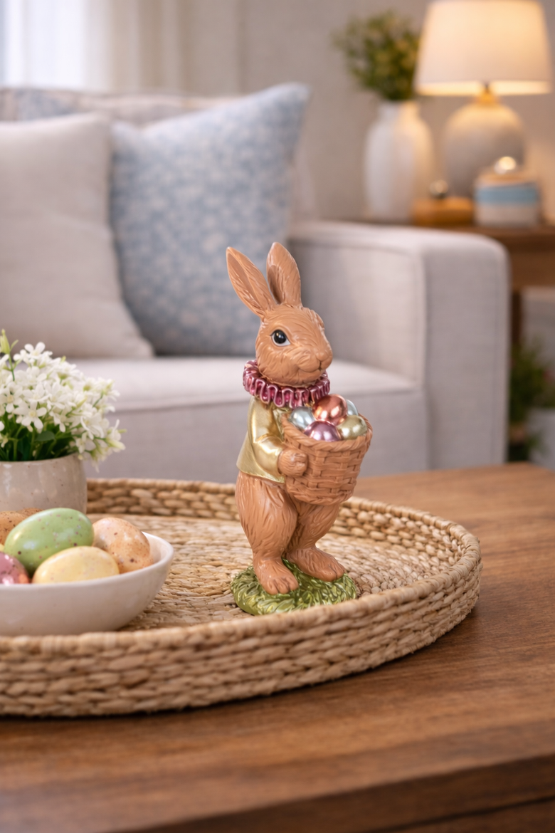Chocolate Polyresin Easter Rabbit Medium Figurine 6.42", Alternate, color, Brown