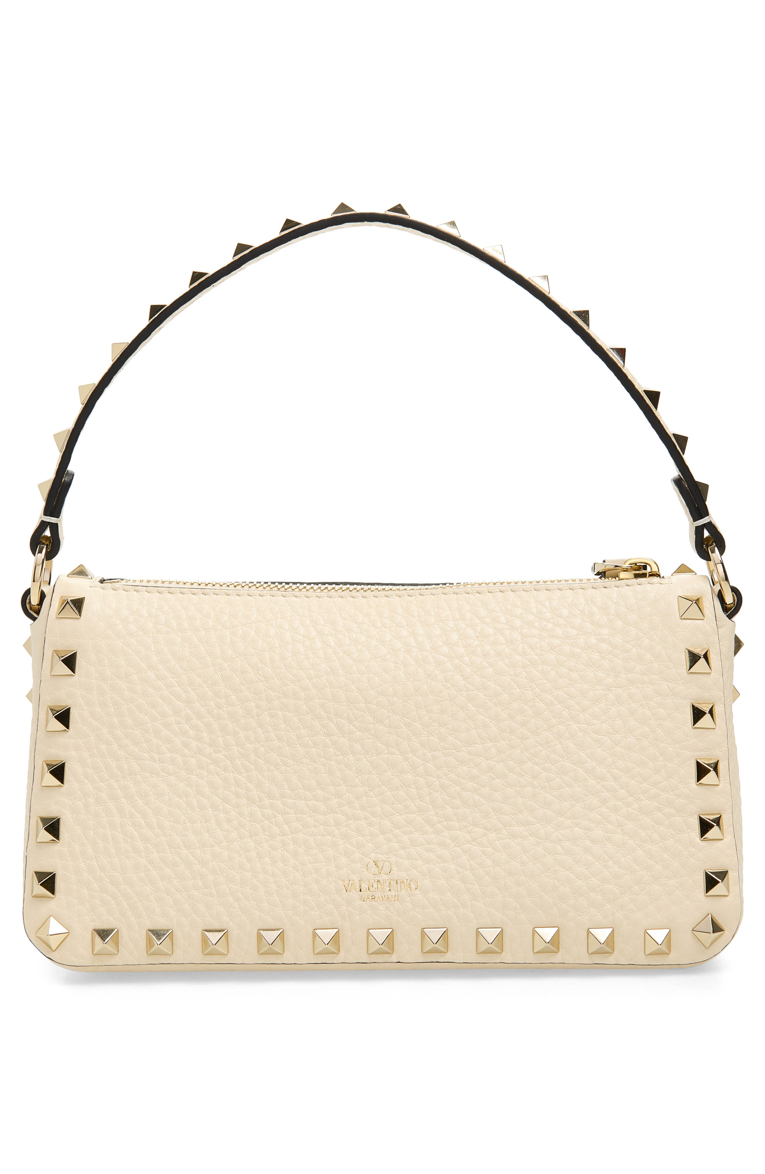 Small Rockstud Leather Shoulder Bag, Alternate, color, LIGHT IVORY