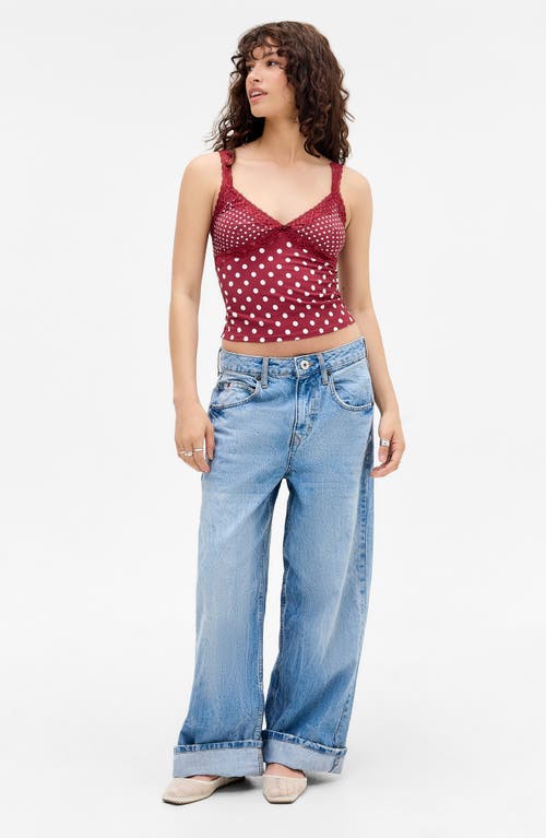 Bdg Urban Outfitters Dot Lace Trim Knit Camisole In Burgundy