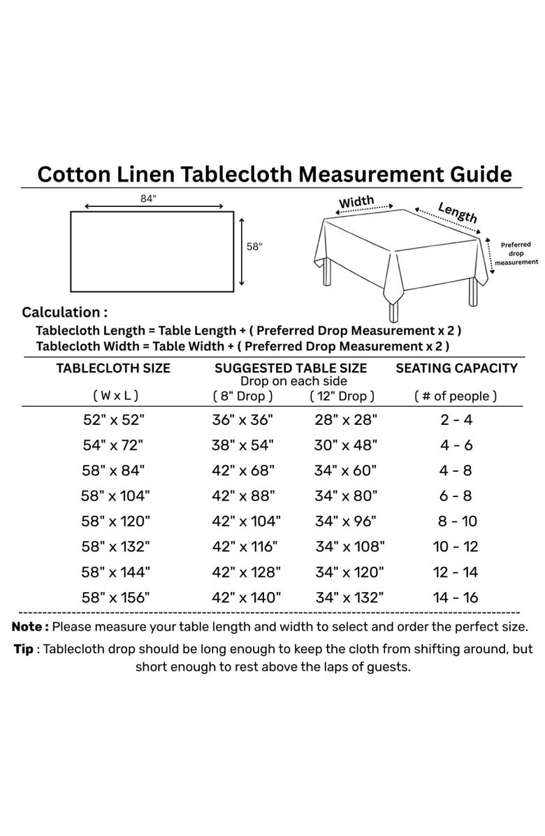 Solino Home Cotton Linen Hemstitch Tablecloth for Dining Table, Holiday and Everyday Table Decor, Alternate, color, Black