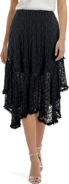 All in Favor Lace Asymmetric Hem Skirt