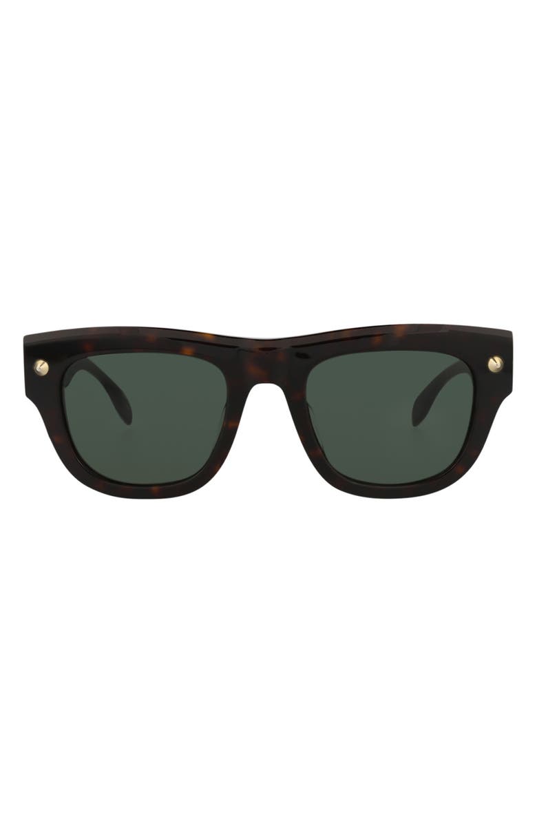 McQueen Fashion 53mm Square Sunglasses Glasses, Main, color, Havana Havana Green