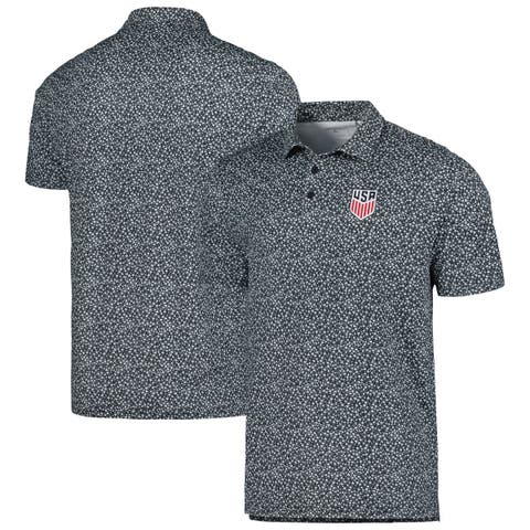 Men's Antigua Black USMNT Terrace Polo