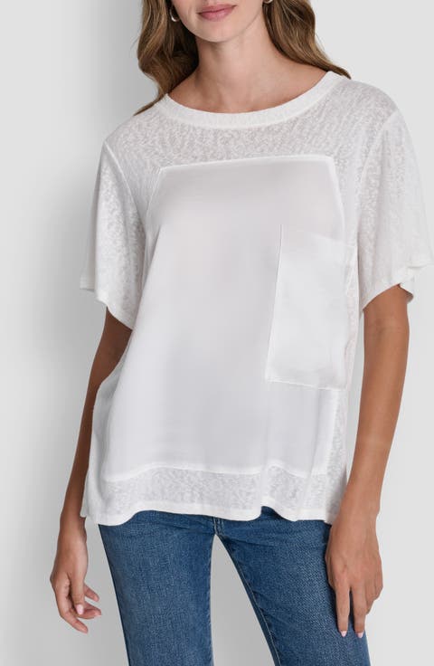 Mixed Media Satin Top