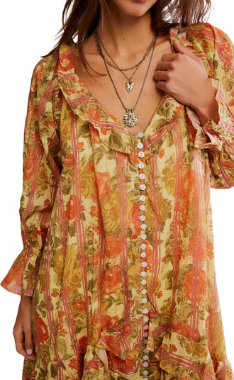 Garden Wonders Long Sleeve Cotton Maxi Dress