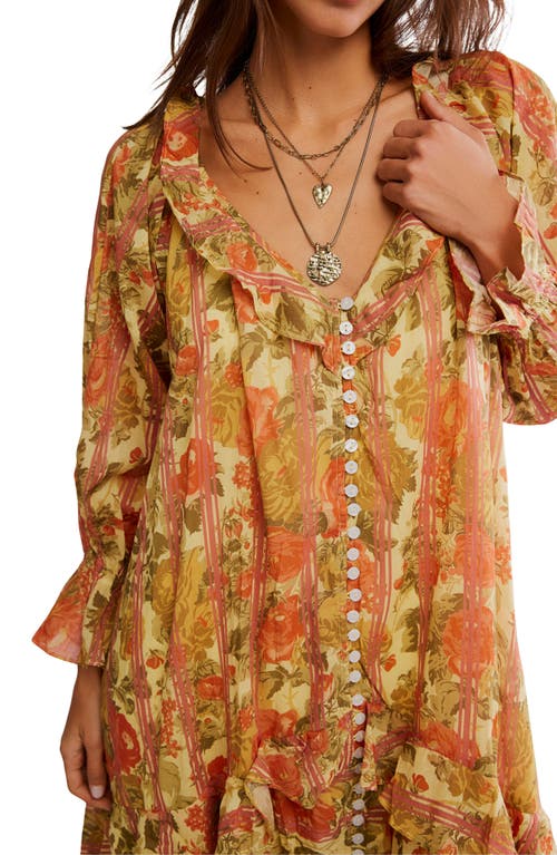 Free People Garden Wonders Long Sleeve Cotton Maxi Dress In Multi