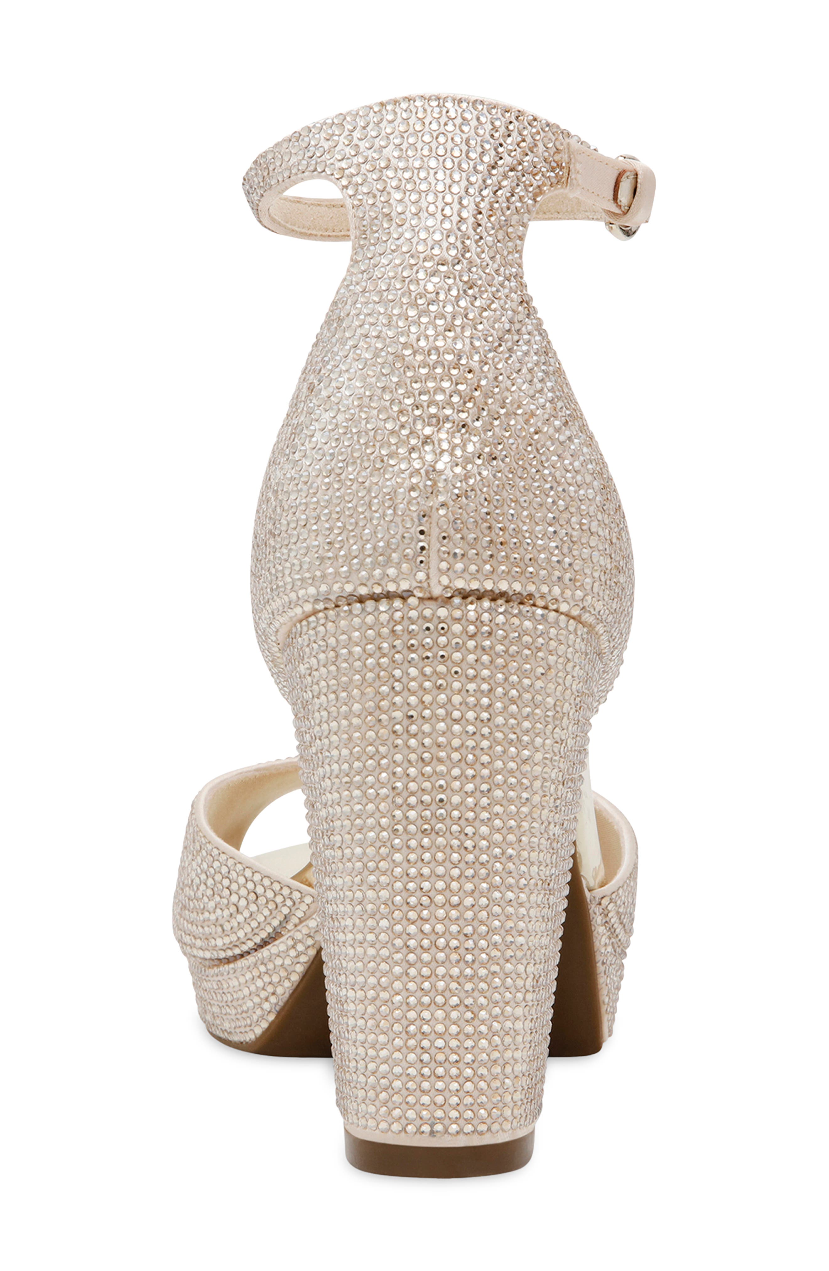 Anne Klein Vista Ankle Strap Platform Sandal, Alternate, color, Light Gold Crysal