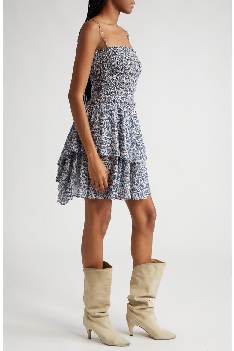 Anka Floral Tiered Ruffle Cotton Sundress, Alternate, color, ECRU