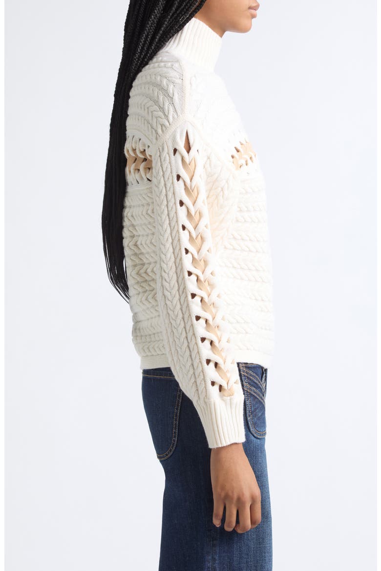 Nina Merino Wool Sweater, Alternate, color, IVORY CABLE