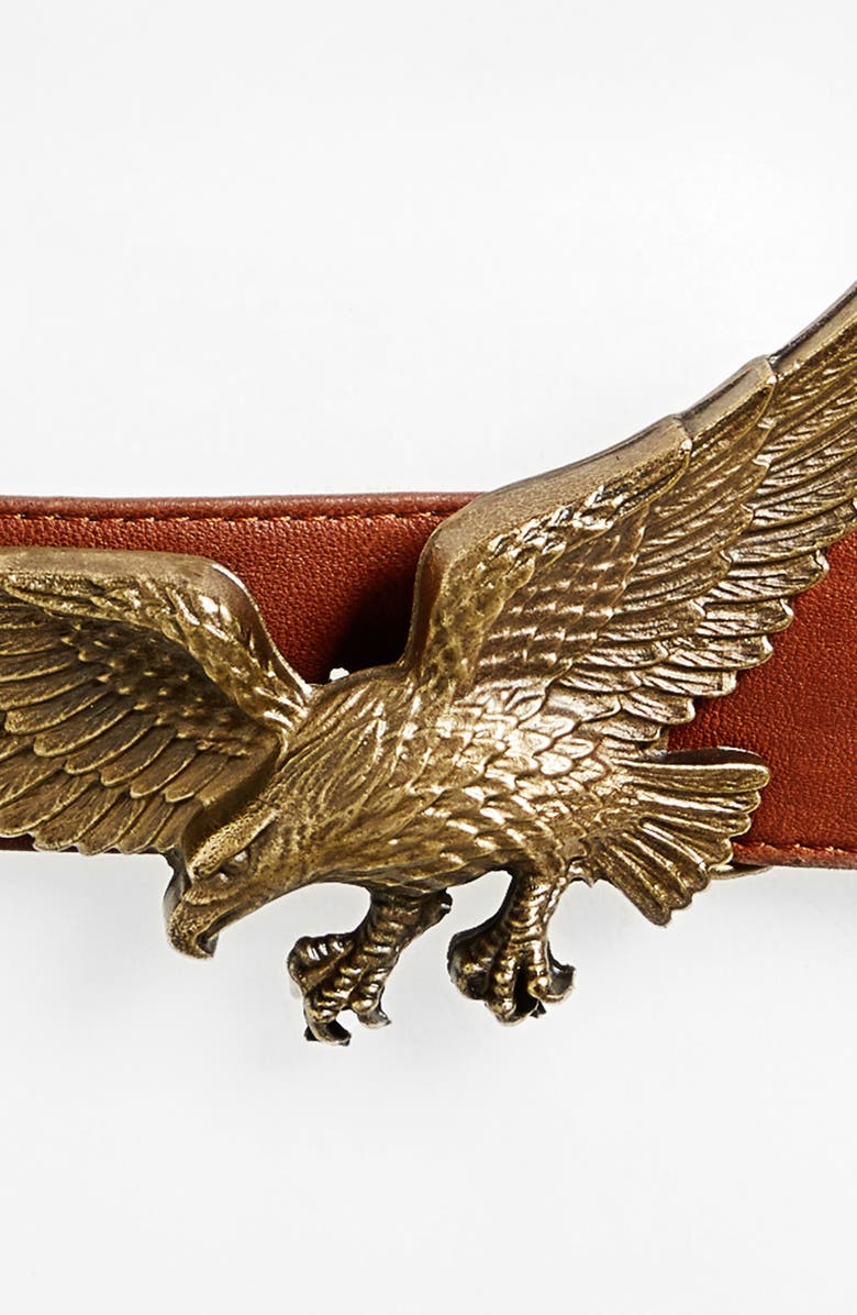 Raina Eagle Leather Belt, Alternate, color, Cognac