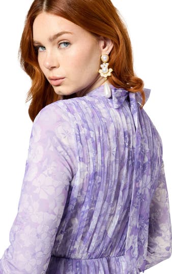 Occasion Modest Ruffle Floral Print Long Sleeves Evening Dress