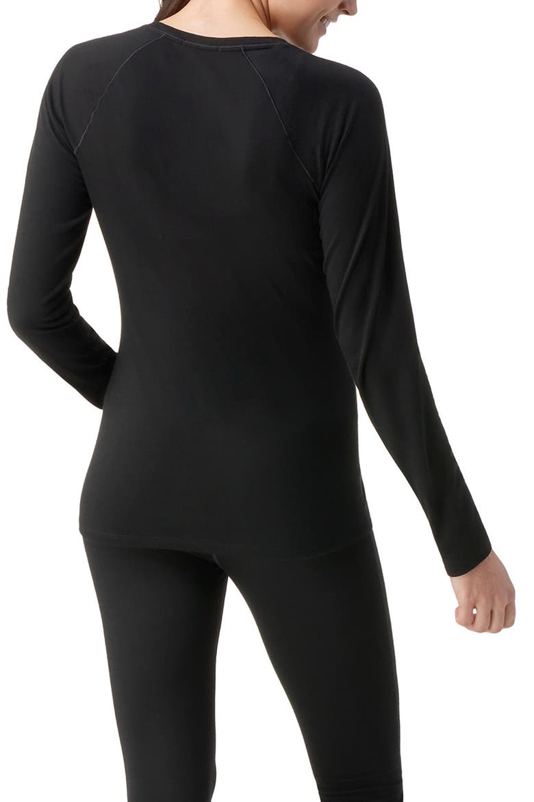 Merino Wool Base Layer Crew Top, Alternate, color, BLACK