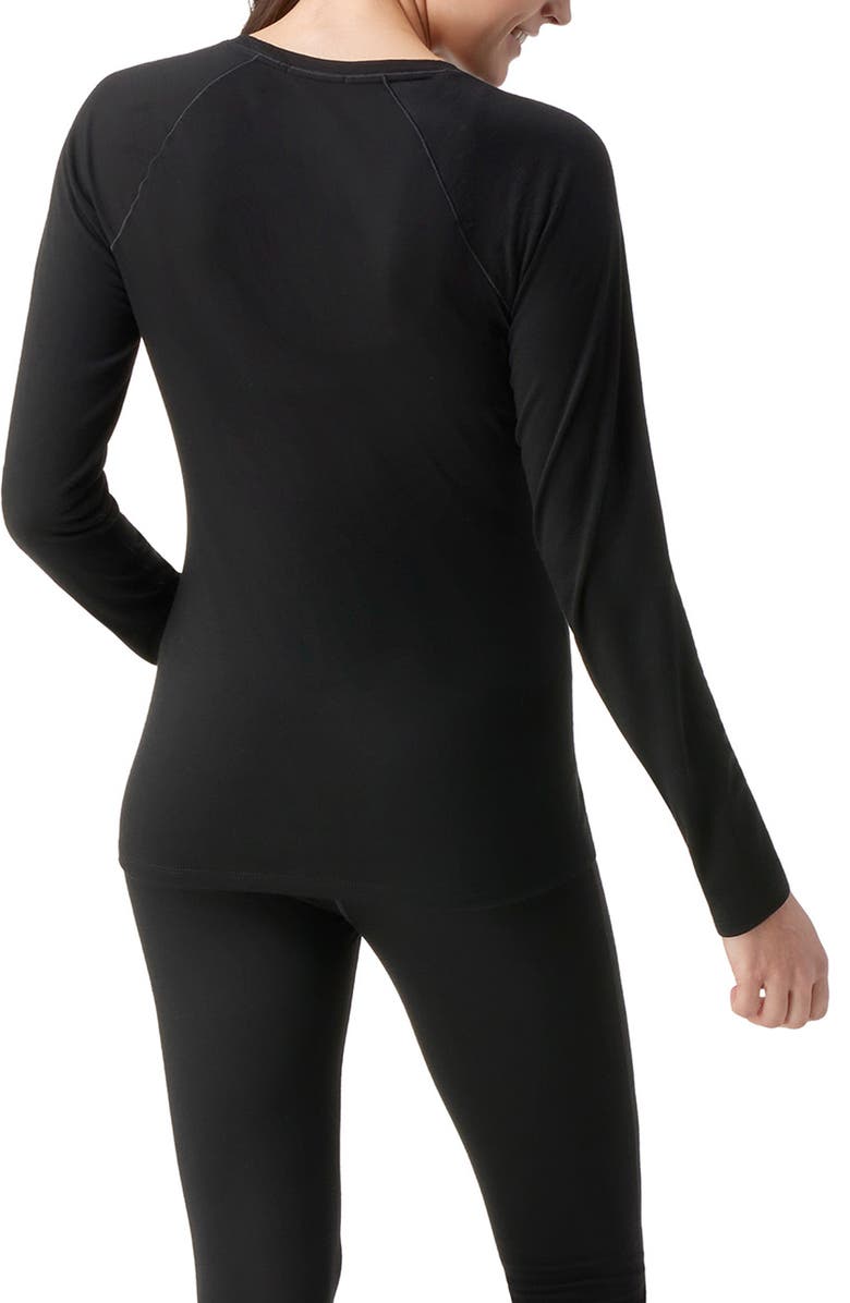 Smartwool Merino Wool Base Layer Crew Top, Alternate, color, Black