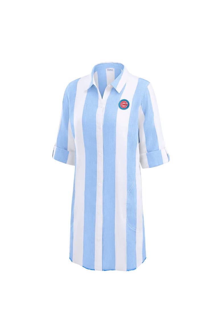 Women's Tommy Bahama  Blue Chicago Cubs Rugby Beach Boyfriend Full-Button Top, Alternate, color, Blue