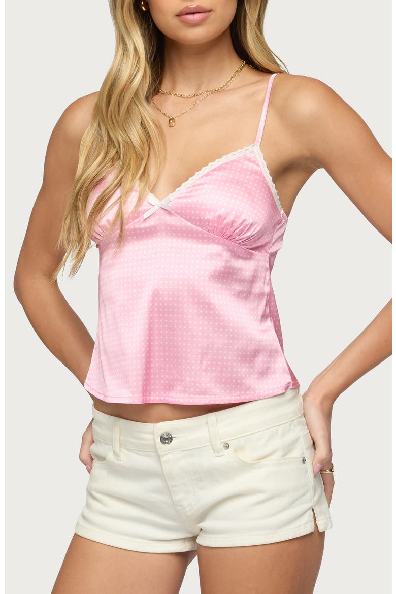 Polka Dot Satin Effect Camisole, Alternate, color, PINK