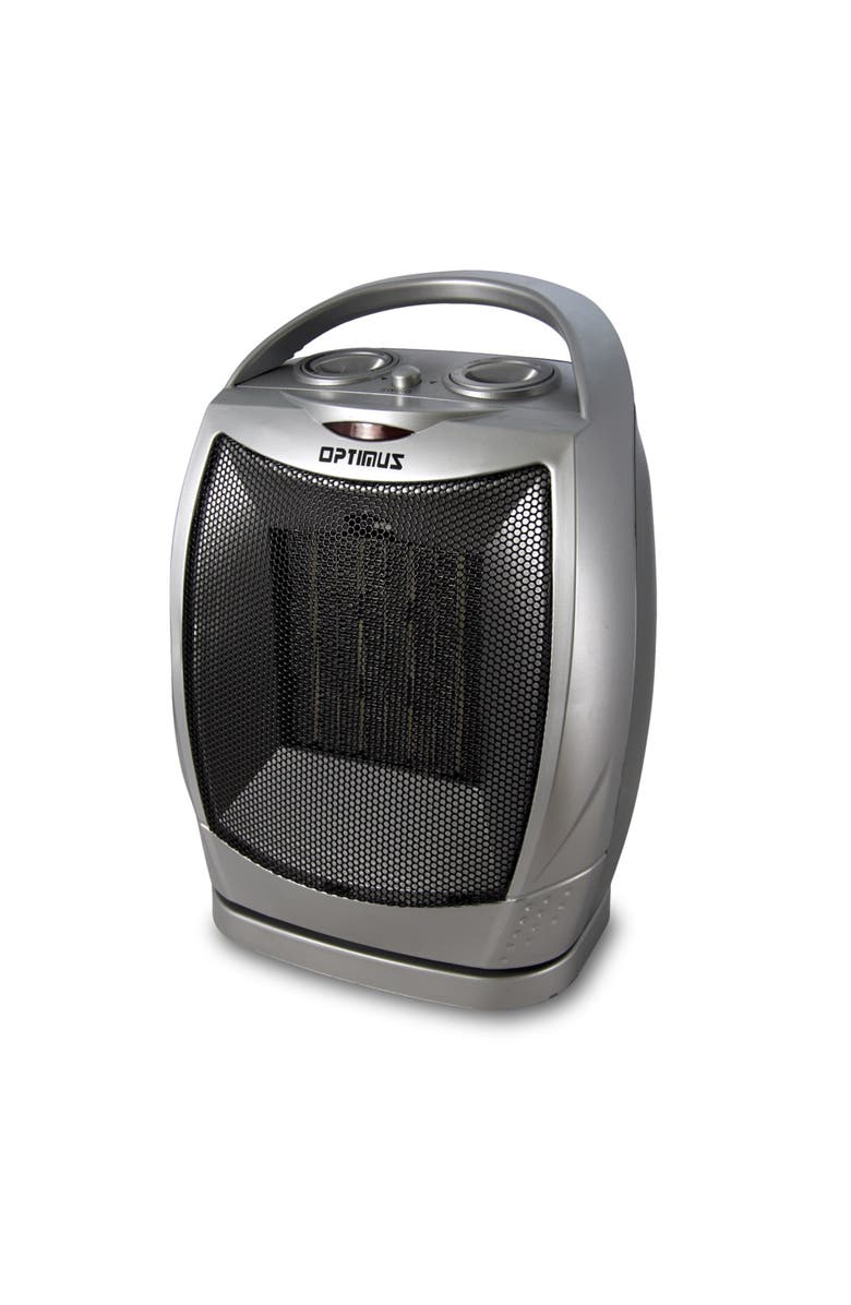 Optimus Portable Oscillating Ceramic Heater with Thermostat, Main, color, Silver