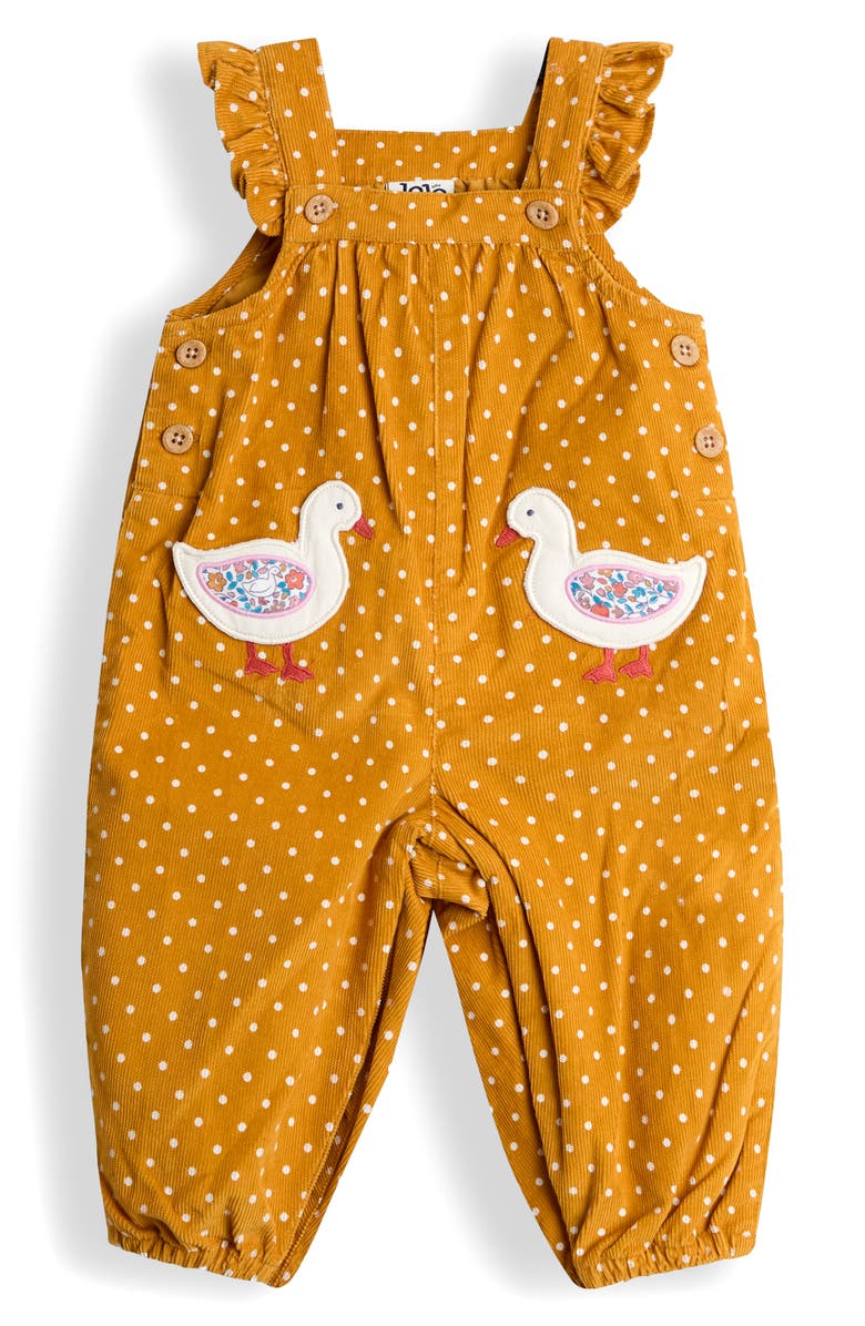 JOJO MAMAN BEBE Cotton Top & Duck Appliqué Corduroy Overalls Set, Alternate, color, Mustard