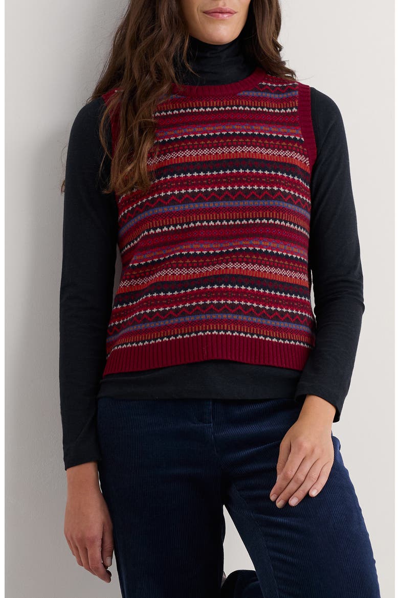 Percella Cove Fair Isle Merino Wool Blend Sweater Vest, Main, color, KNIT STAR JASMINE NUTMEG