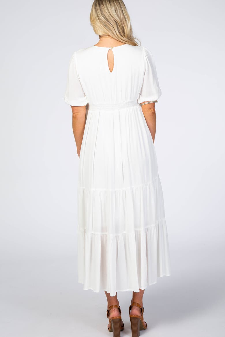 Floral Embroidered Midi Dress, Alternate, color, Ivory